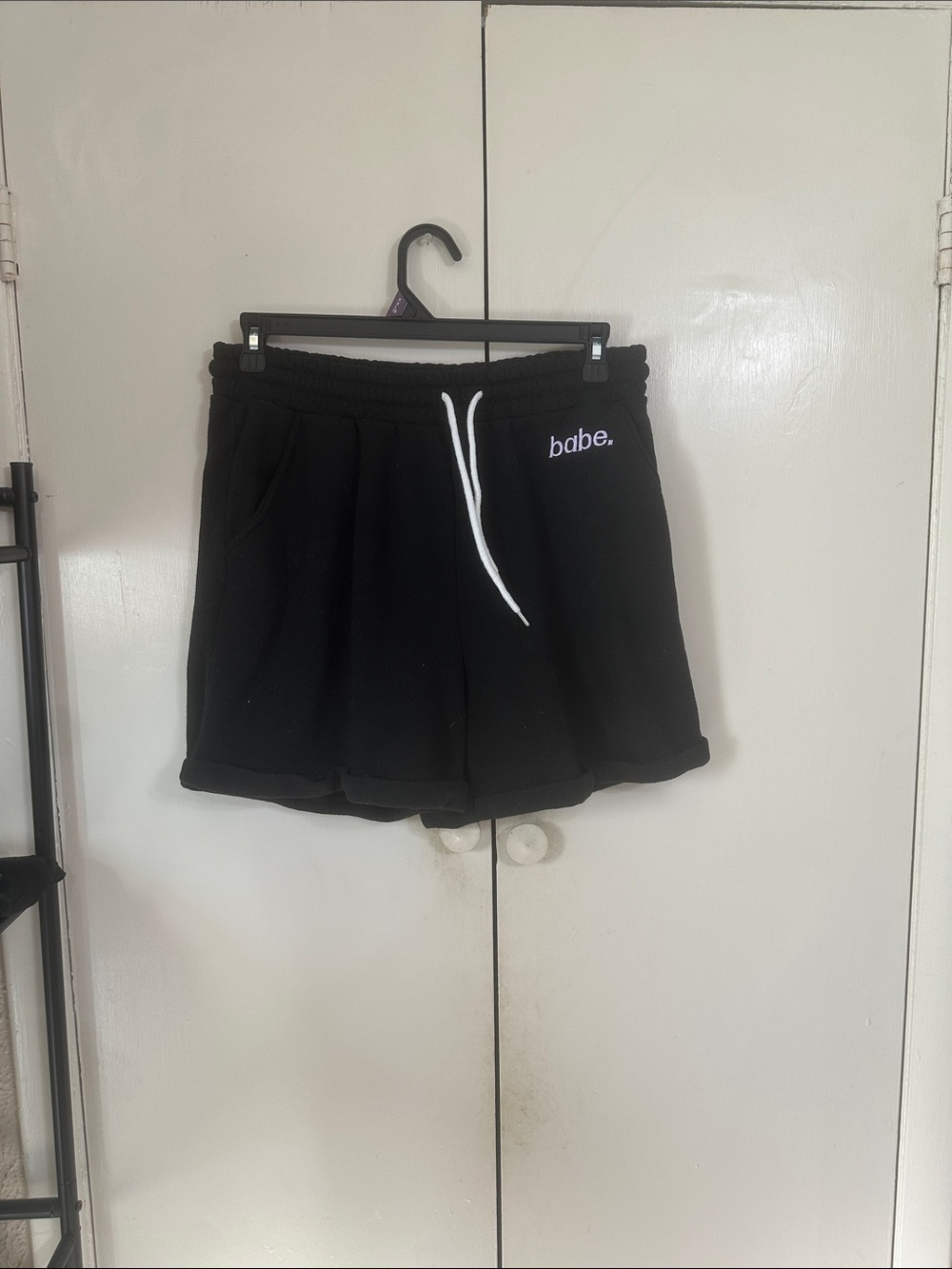 No Boundaries Black Lounge Shorts with White Drawstring